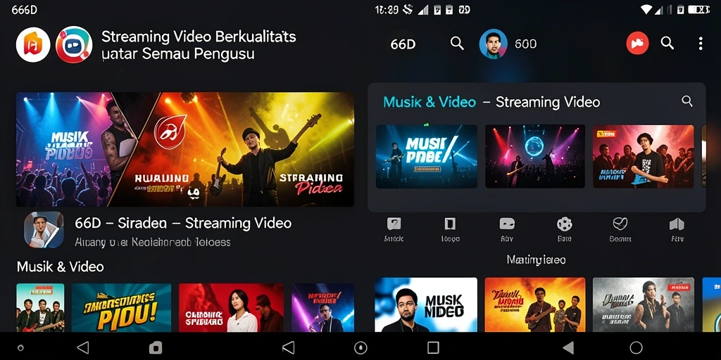 Tampilan antarmuka aplikasi 66D untuk streaming video yang intuitif.