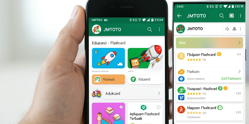 Antarmuka aplikasi JMTOTO untuk belajar Flashcard yang intuitif.