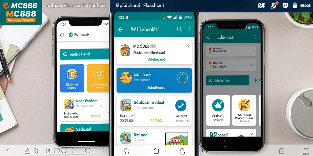 Tampilan antarmuka interaktif dari MC888 untuk proses belajar Flashcard.