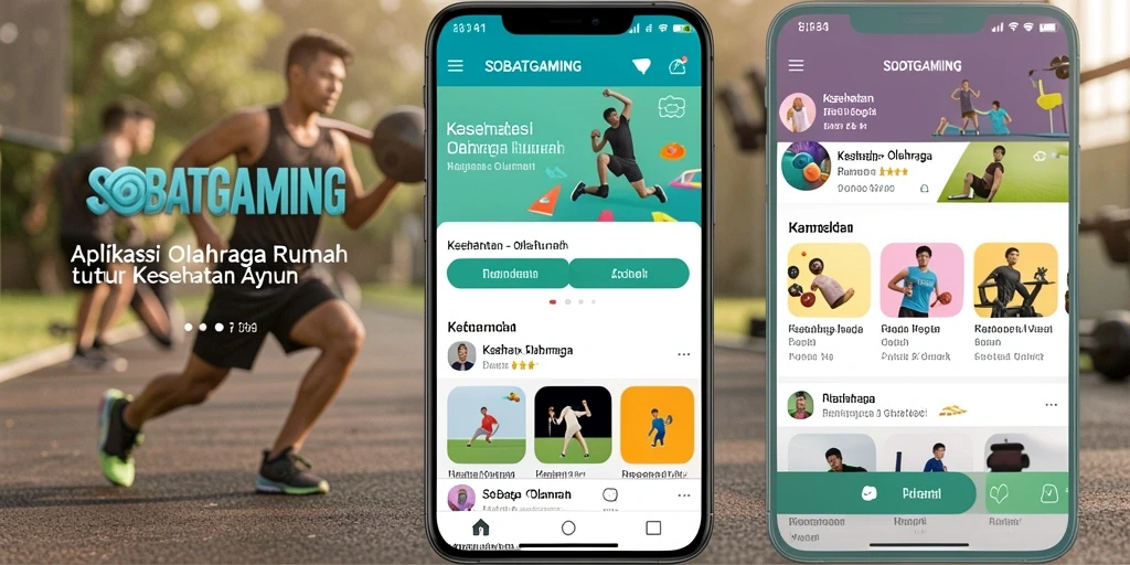 Antarmuka aplikasi SOBATGAMING yang menarik untuk Olahraga Rumah.