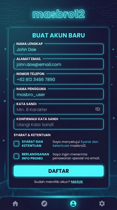 Panduan Registrasi Akun Baru masbro12 untuk Pengguna Android